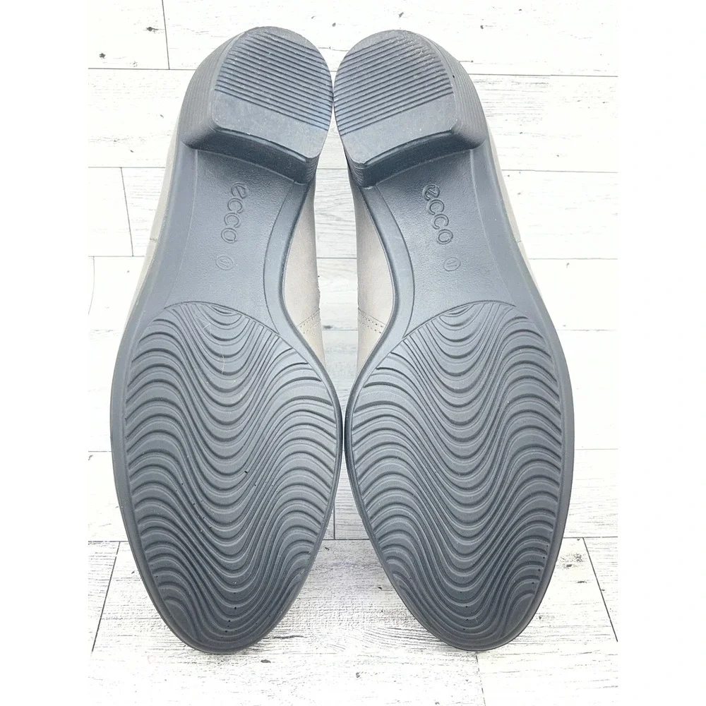 Ecco Shape 35 Grey Leather Block Heel‎ Ankle Boots Side Zip Womens 37 US 6-6.5